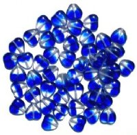 50 10mm Two Tone Crystal & Sapphire Glass Heart Beads